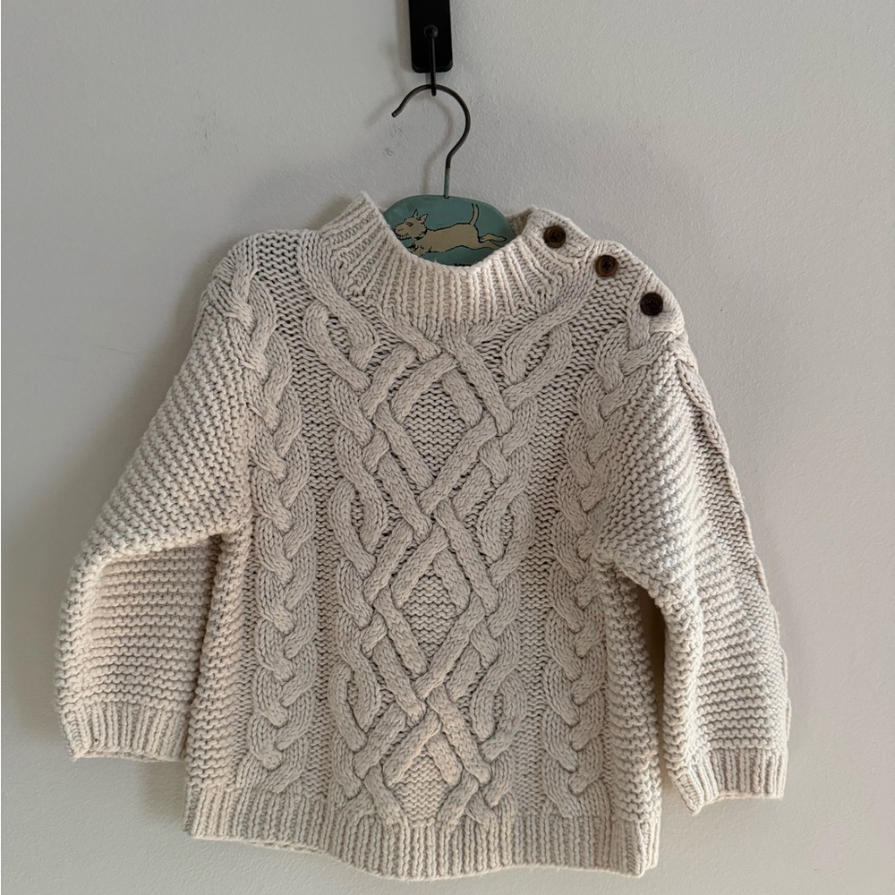 Baby GAP Cable Knit Sweater 2T Cream Fisherman’s Heritage Prep Wool Cotton Cozy